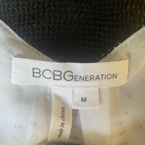 BCBGeneration Black/White/Seafoam Racer Back With Mesh Pocketed Dress Size M - Picture 10 of 10